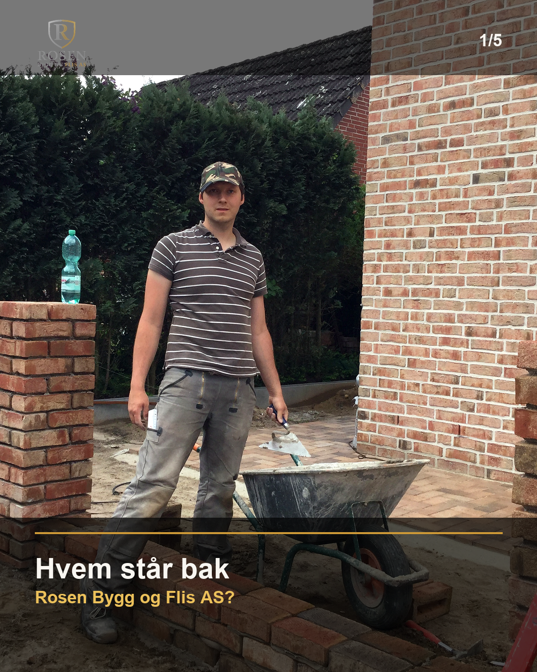 Daniel Rosengrün på byggeplass med murarbeid